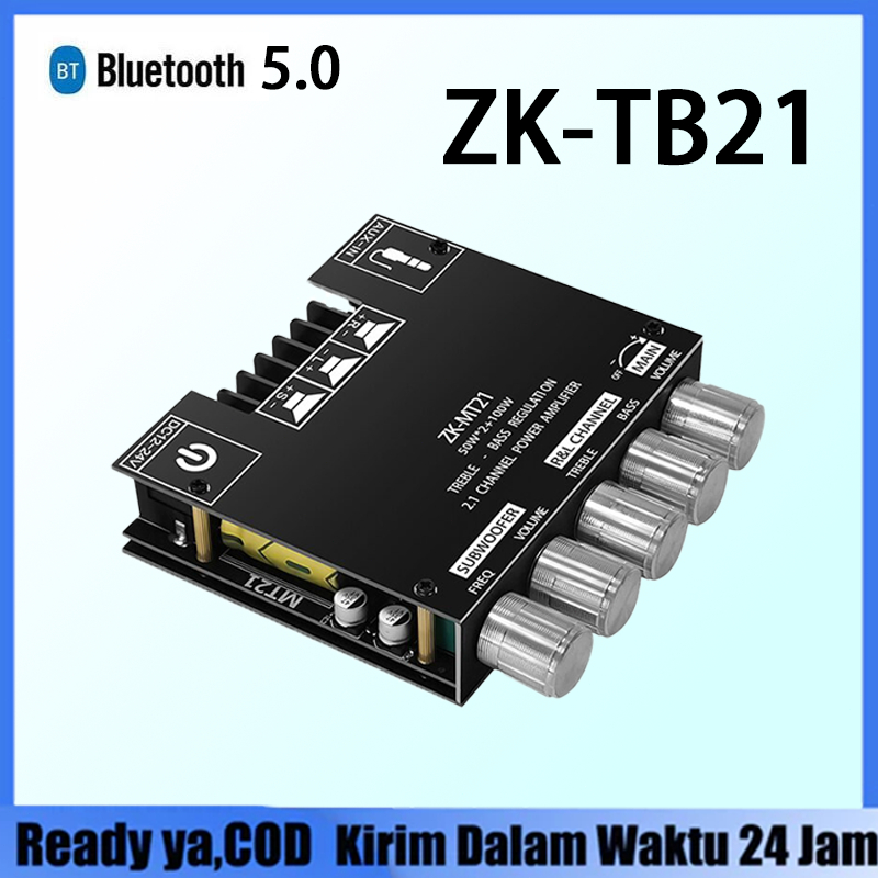 ZK-TB21 Ori TPA3116D2 Bluetooth 5.0 Penguat Subwoofer Papan 200W 2.1 Channel Power Amplifier