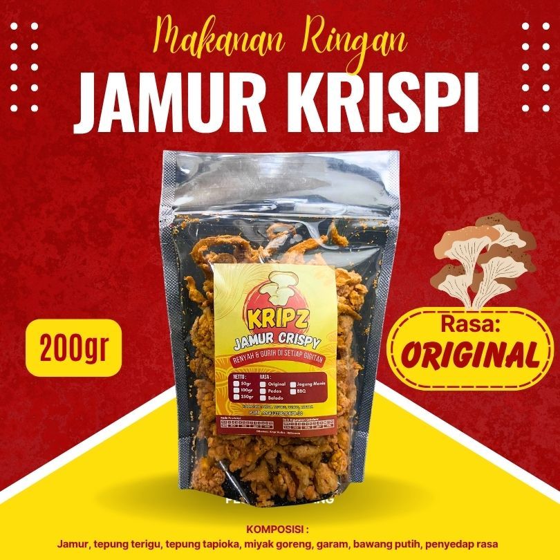 

Keripik jamur/jamur crispy/keripik jamur krispy bumbu melimpah 200GR
