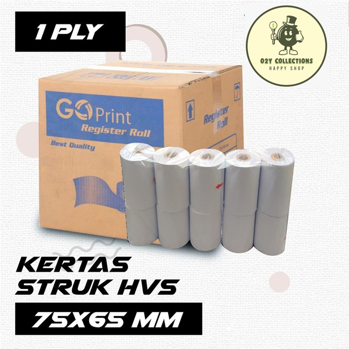 

KERTAS STRUK HVS 1 PLY 75X65 UNTUK PRINTER KASIR DOT MATRIX 75 X 65 MM