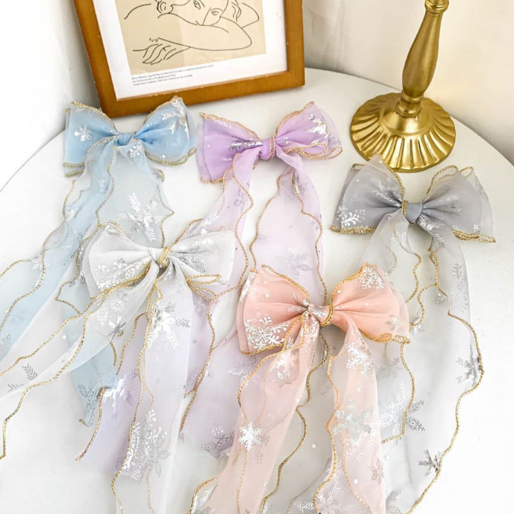 Jepit Rambut Pita Coquette Panjang / Hiasan Rambut Frozen