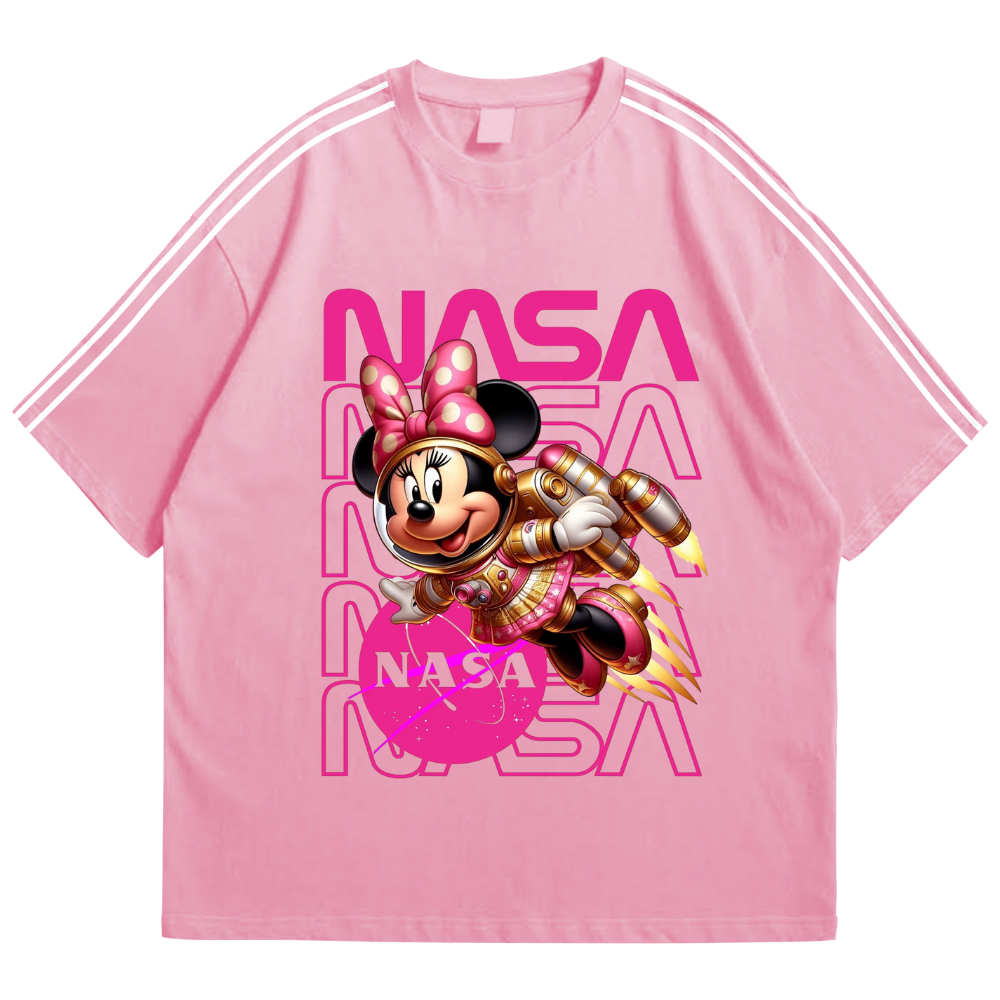 Lover Shop Baju Atasan Kaos Wanita STRIP MINI NASA Oversize Lengan Pendek Korean Style