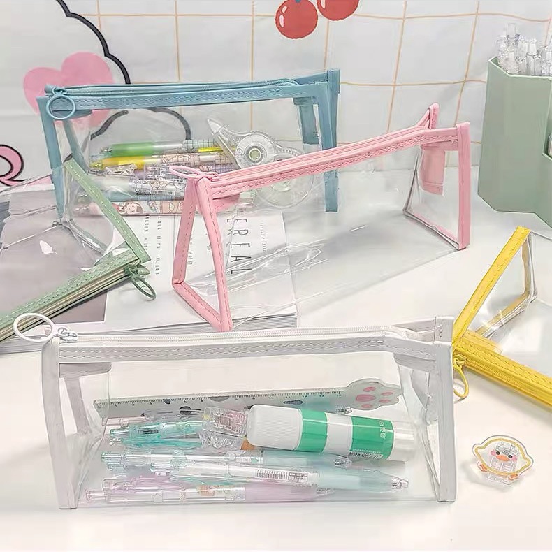 

Tempat Pensil Aesthetic Kotak Pensil Transparan Pencil Case Large Pen Pouch Lucu Stationery Organizer For Student Back To School Office Stationery