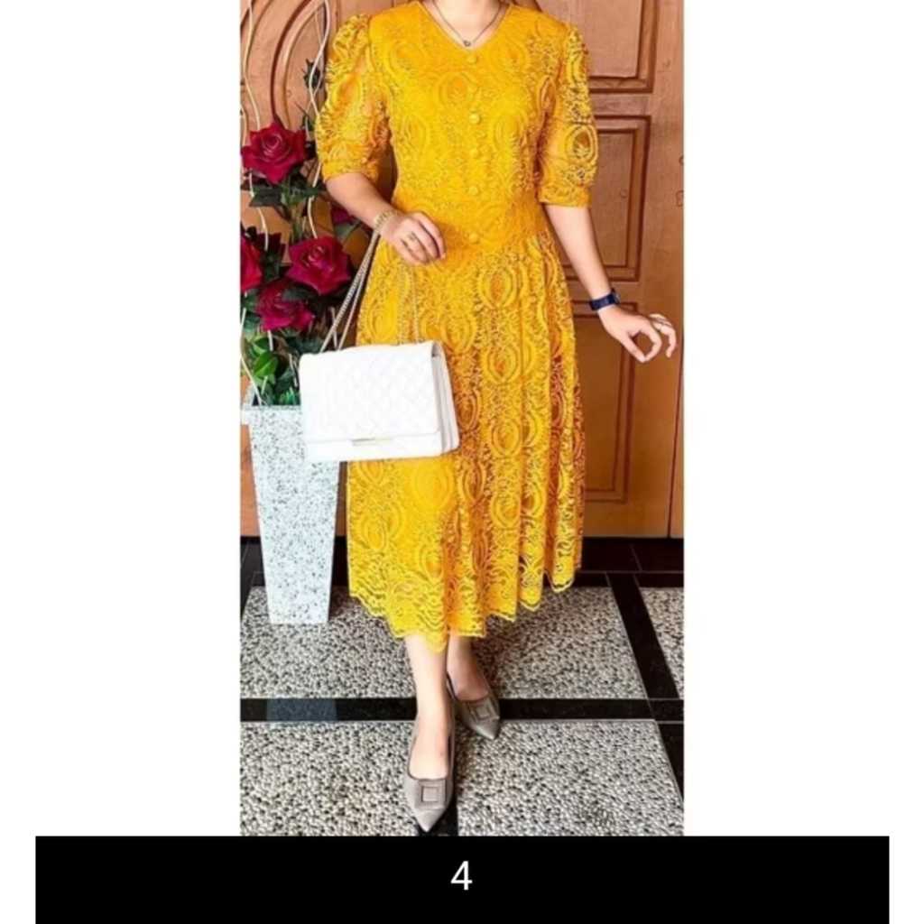 DRESS BROKAT Semi Prancis/Brokat Wanita/Baju Kebaya Kekinian/NATALAN/TAHUN BARU