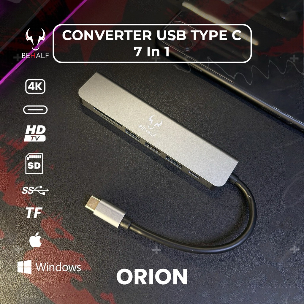 BEHALF ORION USB HUB TYPE C 3.0 Converter to HDMI USB MICRO SD CARD 7 in 1 SUPER FAST
