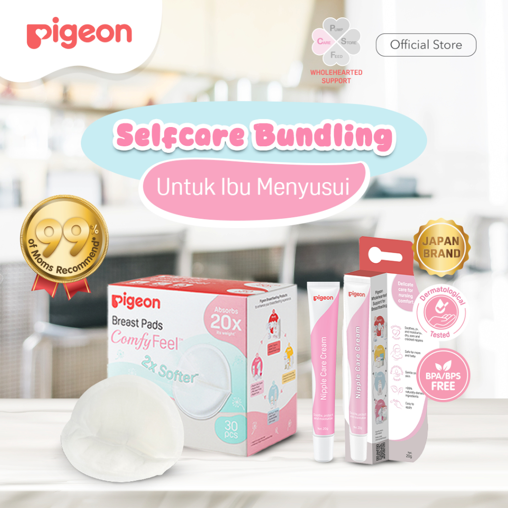 PIGEON isi 2 Selfcare Bundling | Breast Pads isi 30pcs & Nipple Care Cream 20g | Breast Care
