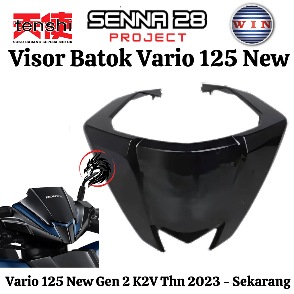 Visor Batok K2V Vario 125 NEW LED Gen2 2023 K2V Hitam Glossy
