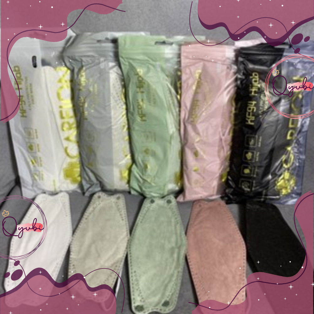 QYUBI MASKER KF94 KF 94 HEADLOOP HIJAB CAREION HITAM PUTIH WARNA WARNI 1 PACK ISI 10 PCS 1090