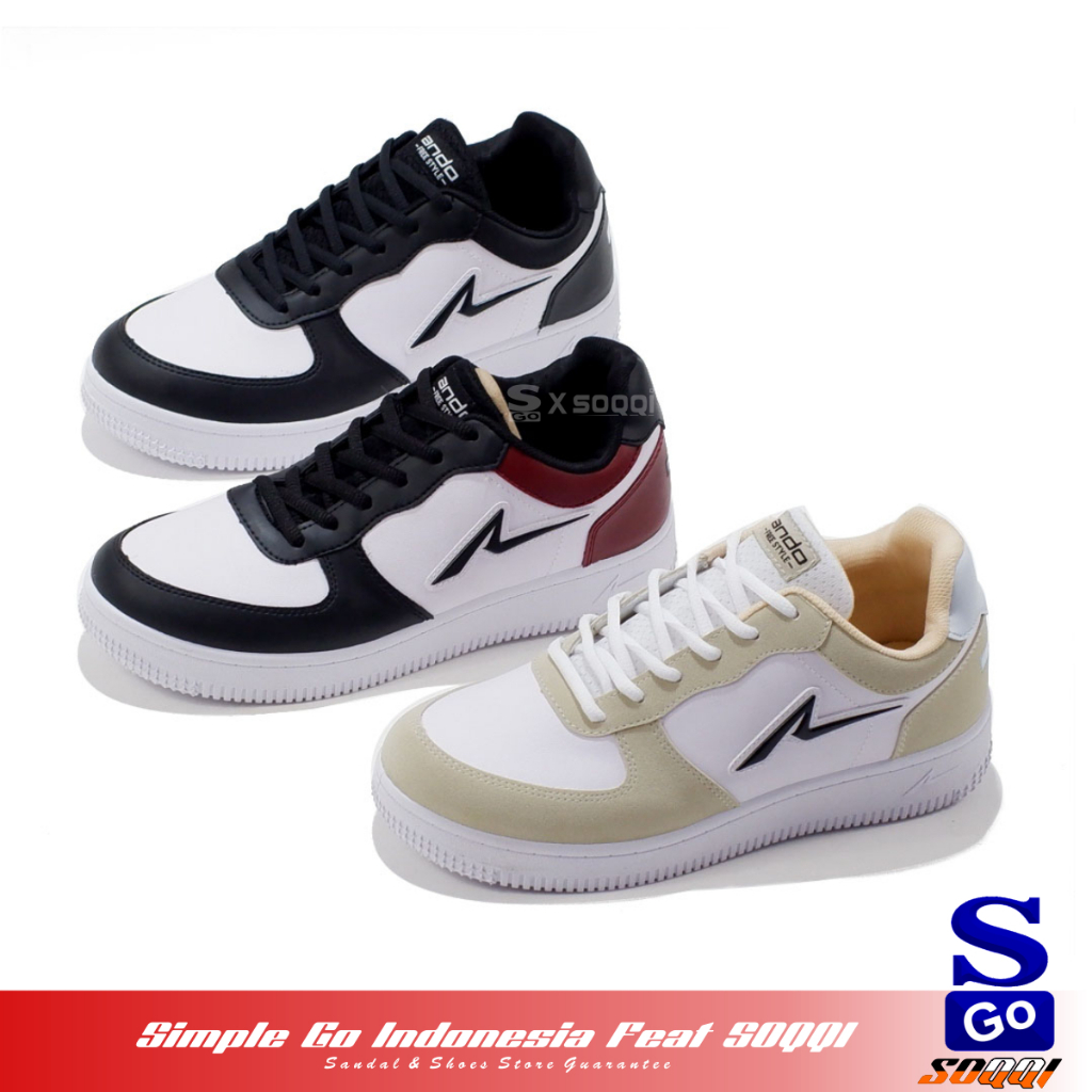 100% AMAN Ando Tricks Alpha Sepatu Pria Dewasa Sneakers Tali Original Sepatu Cowok Kets Kekinian