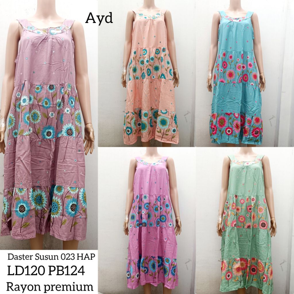Daster hap jumbo susun tanpa lengan rayon