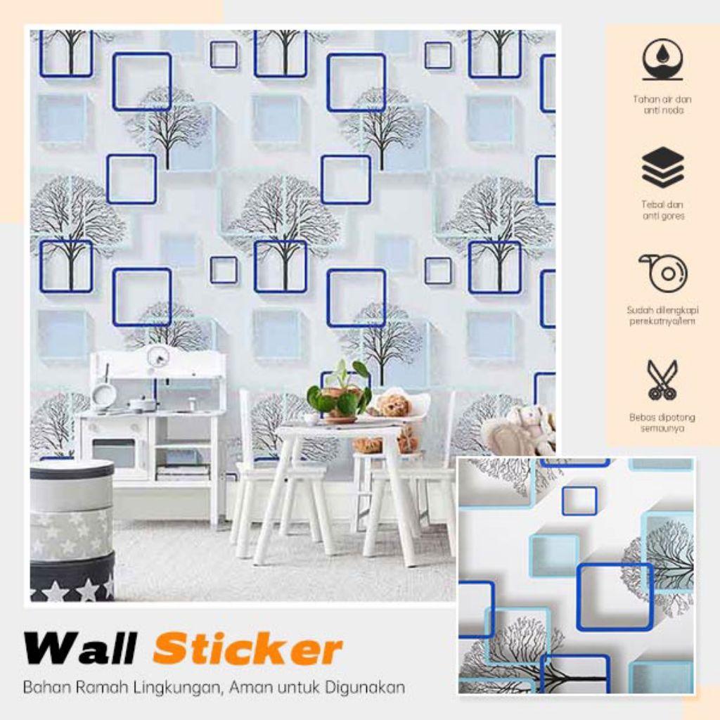 Wallpapper sticker dinding wallsticker bacground tv 45cm x 4meter solusi dekorasi anti air 3D