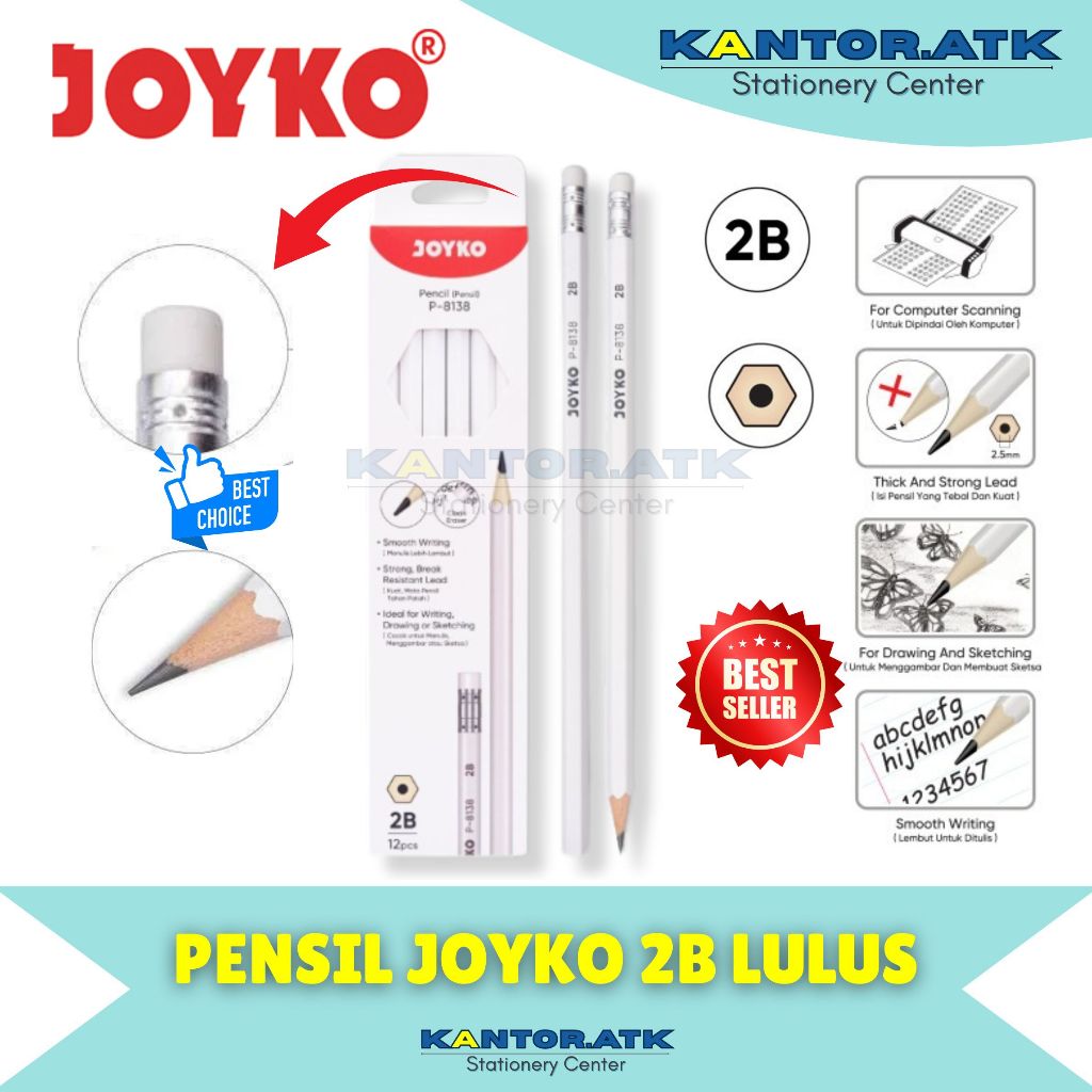 

(12Pc) Pensil 2B Joyko P-8138 / Pencil 2B For Computer