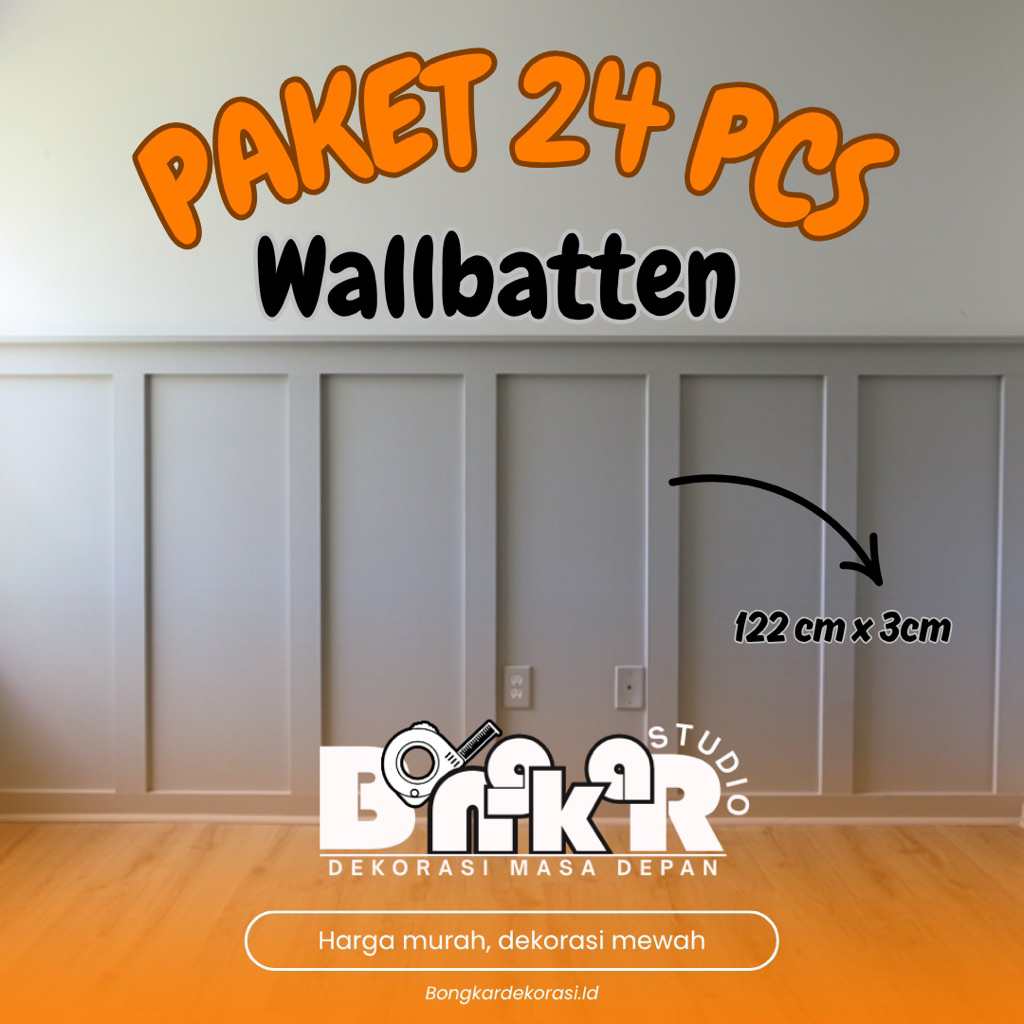 24 PCS Wall Batten Dekorasi List Kayu Hiasan Dinding Wall Panel Wall Molding Wall Moulding