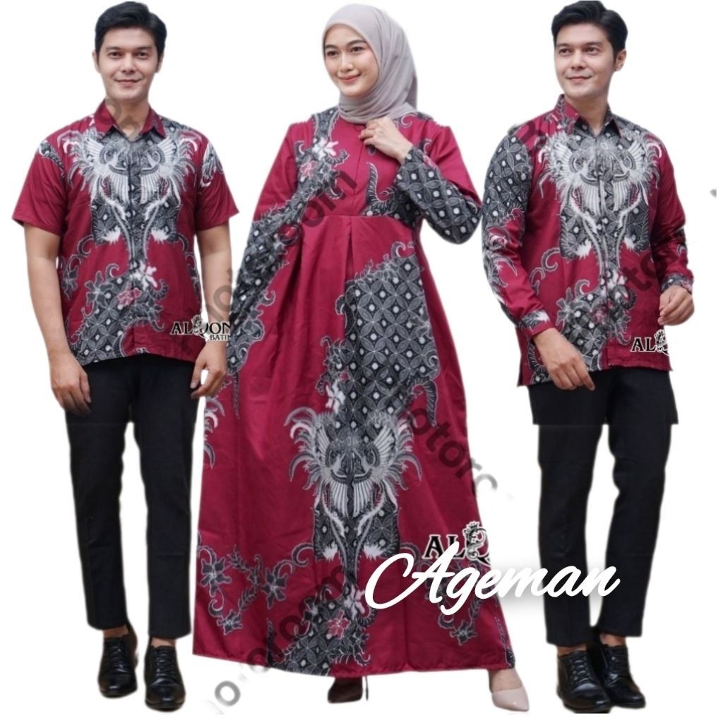 KEMEJA DAN GAMIS BATIK SARIMBIT COUPLE BATIK LEBARAN  BY AGEMAN PEKALONGAN