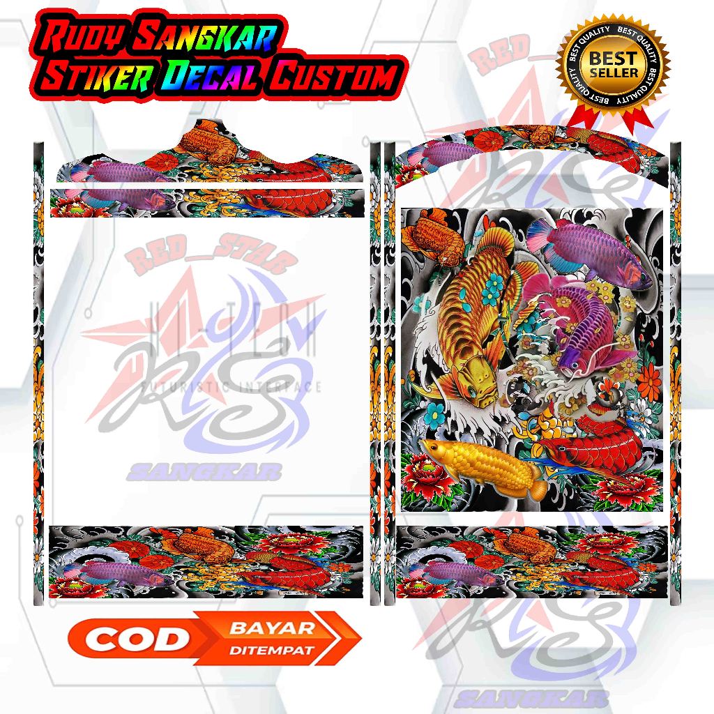 STIKER DECAL MOTIF IKAN ARWANA STIKER DECAL BUAT SANGKAR KOTAK SANGKAR EBOD SANGKAR BNR RADJA ORIQ D