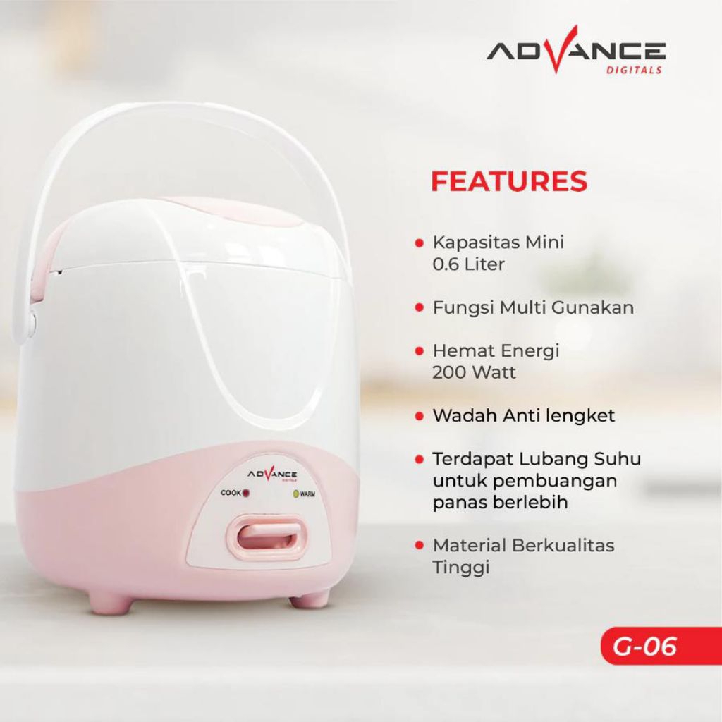 BEST DEALS Advance Digitals Mini Rice Coocker G06 Rice Coocker Kecil Anak Kosan Low Watt Penanak