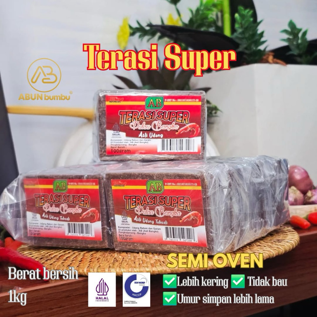 

AB Terasi Super 1kg (100gx10pcs) Asli Udang Rebon Pulau Bangka