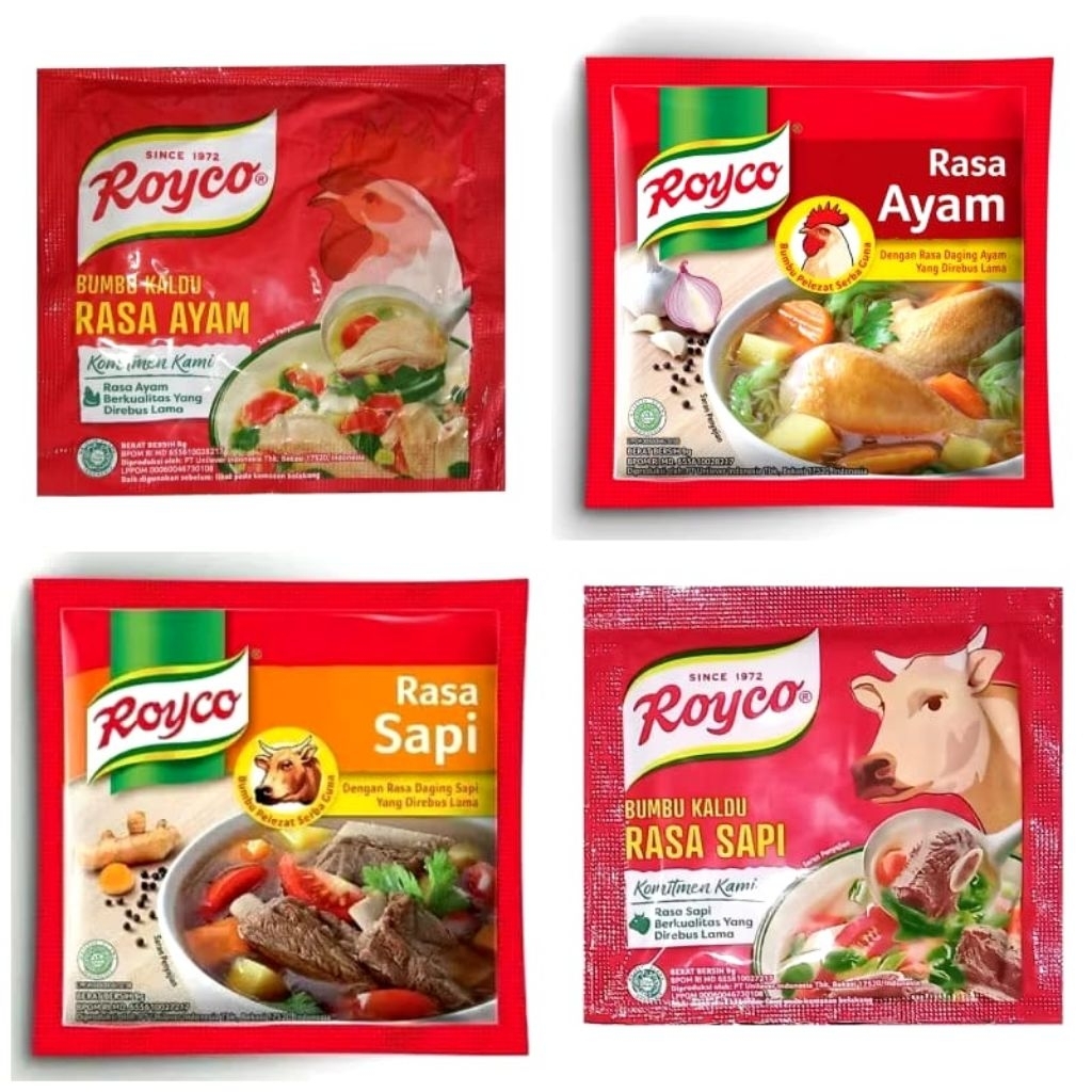 

Royco 8 gram isi 12 Bumbu penyedap Sapi dan Ayam kemasan Renteng