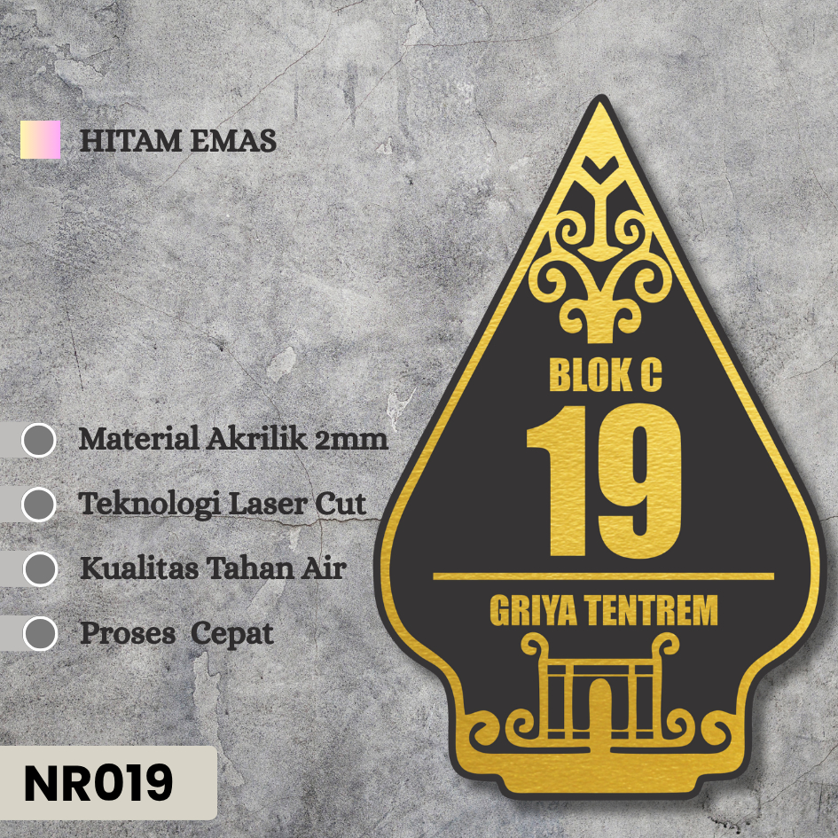 Nomor Rumah Akrilik Custom – Estetik | Plat Tempel Dinding | Tahan Air & Mewah