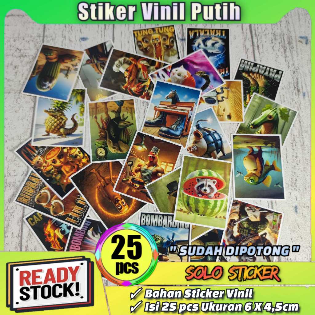 

25 pcs STIKER ANOMALI TUNG TUNG SAHUR ANTI AIR - SUDAH DIPOTONG