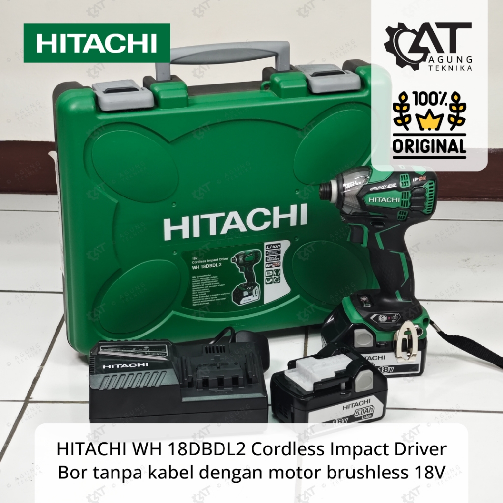 Bor Hitachi WH 18DBDL2 - Bor Impact Cordless tanpa kabel 18V motor brushless