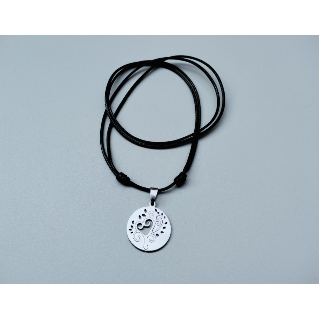 K14 KALUNG LIONTIN TITANIUM ANTI KARAT TALI KOREA HITAM POLOS