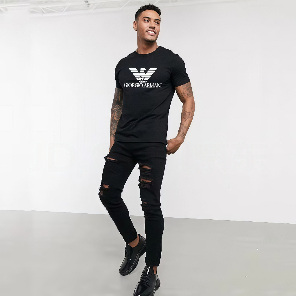 2025KAOS PENDEK PRIA EMPORIO ARMANI EA7 DESAIN KASUAL TRENDY MUSIM PANAS, MODEL BARU