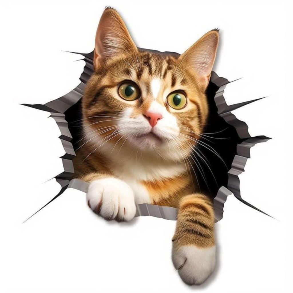 

stiker 3D kucing lucu, stiker print sudah cutting, size 15 x 20 cm, anti air