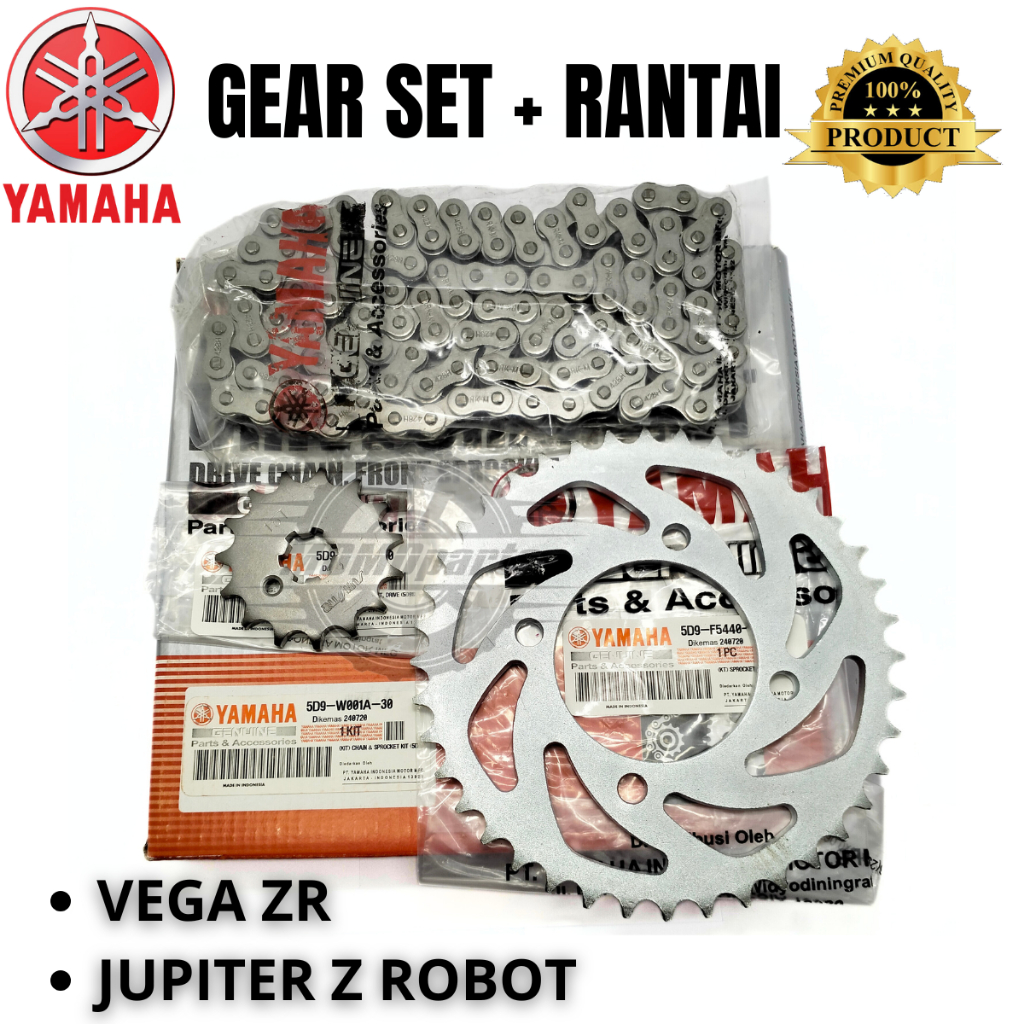 ORIGINAL GEAR SET PLUS RANTAI YAMAHA VEGA ZR JUPITER Z ROBOT GIR CHAIN SPROCKET KIT KUALITAS ASLI YG