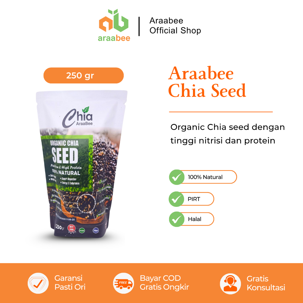 

Chia Seed Premium Organik Original 250g Untuk Diet Kesehatan Araabee