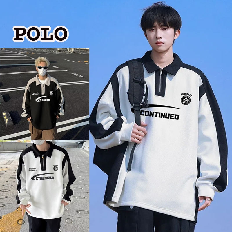 Polo Shirt Zipper Long Sleeve | Kaos Polo Pria Lengan Panjang | Atasan Polo Pria Kerah Zipper |Polo 