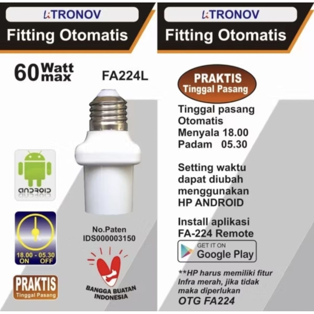Fitting Lampu dengan Timer Otomatis