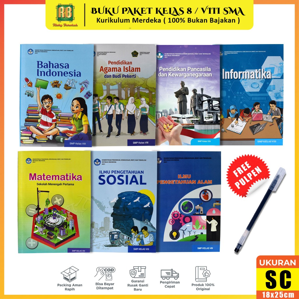 Buku Paket Kelas 8 SMP Bahasa Indonesia Matematika PPKN PAI IPS IPA Informatika Kurikulum Merdeka