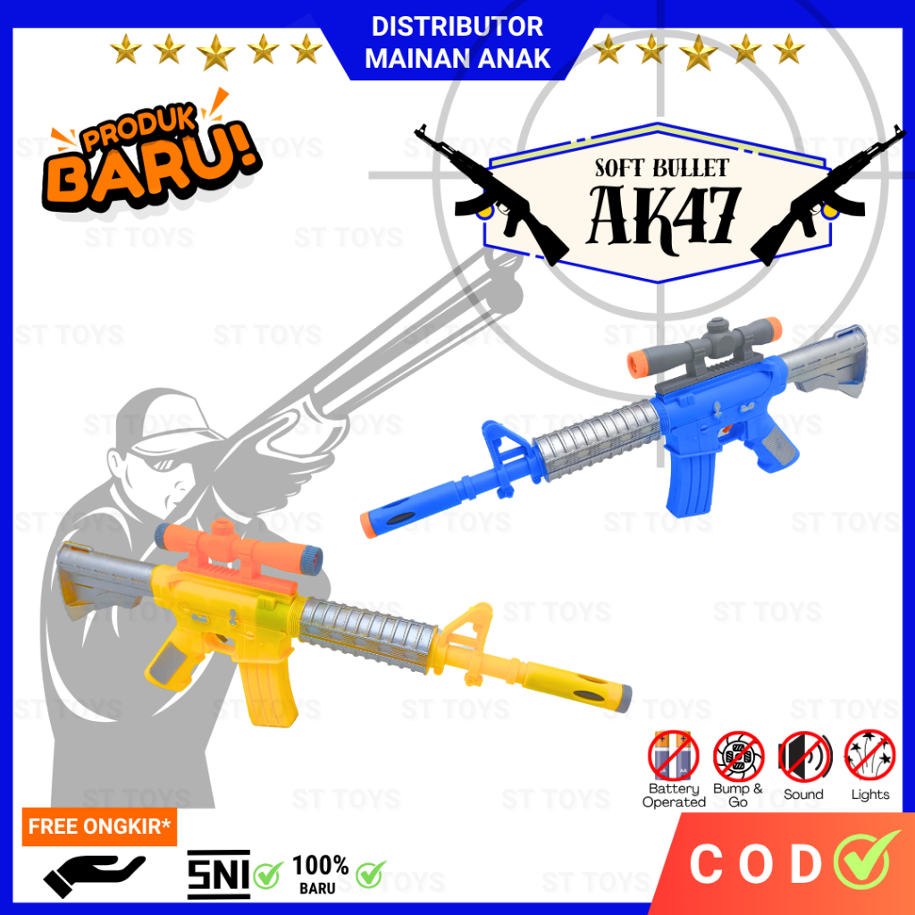 Mainan Senapan AK47  Pelor Busa Anak Aman | Tembakan Foam Bullet Ringan | Seru & Edukasi Fokus