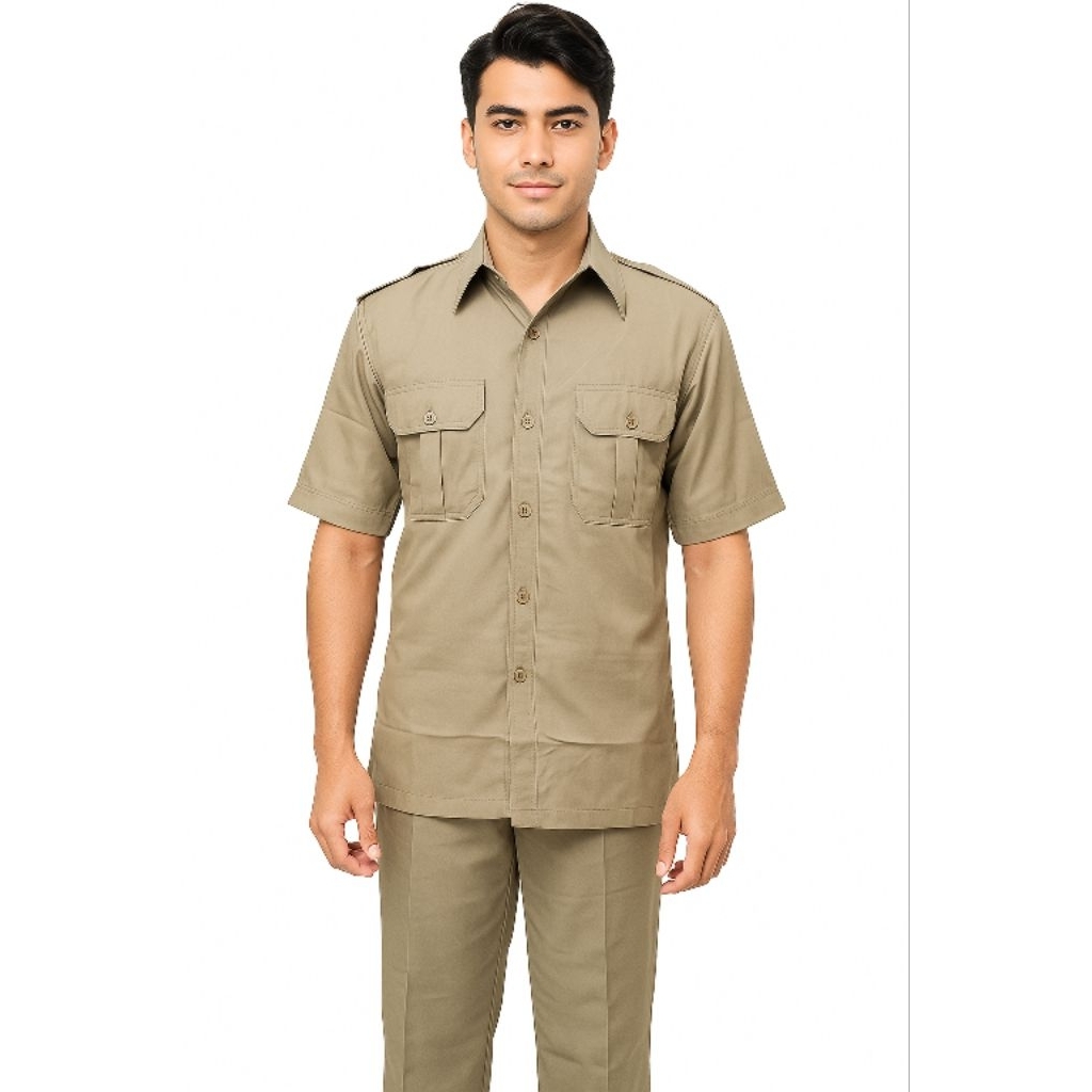Seragam PNS Pria Pemda DKI Lengan Pendek Terbaru Setelan Size S-4L Redy