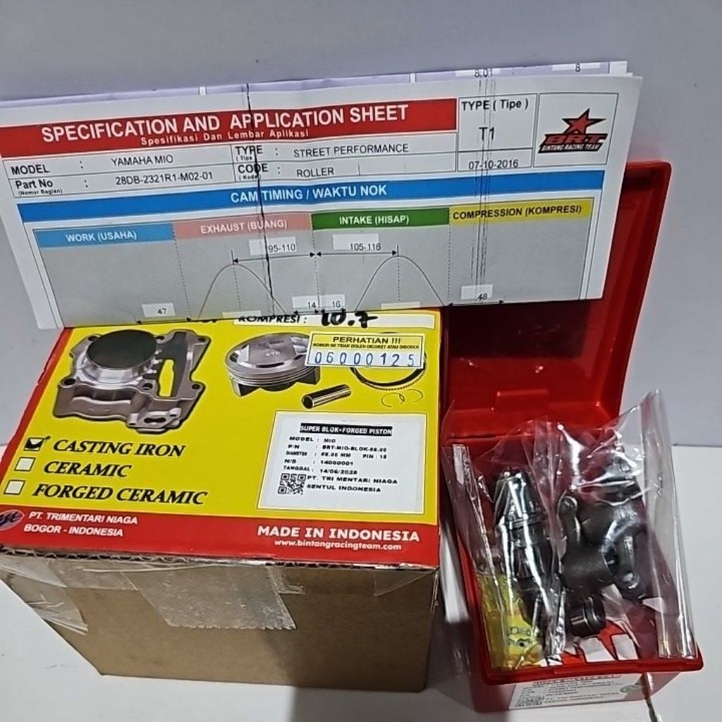 Paket Blok Mio Sporty BRT UK 58,00/Noken As+ RRA BRT Mio Sporty/Per Klep Super Universal Gen 2 BRT