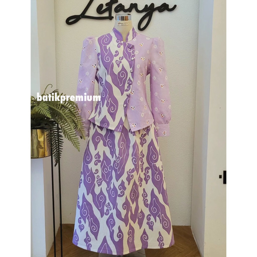 STELAN MEGA MENDUNG BATIK CIREBON PREMIUM | stelan katun wanita batik kerja formal