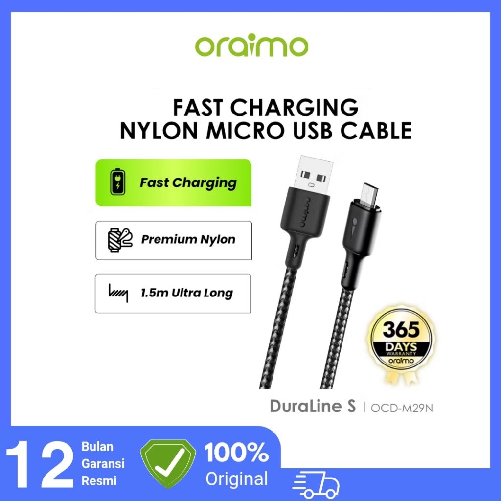 ORAIMO Kabel data OCD-M29N / kabel nilon 1.5m fast charging Micro