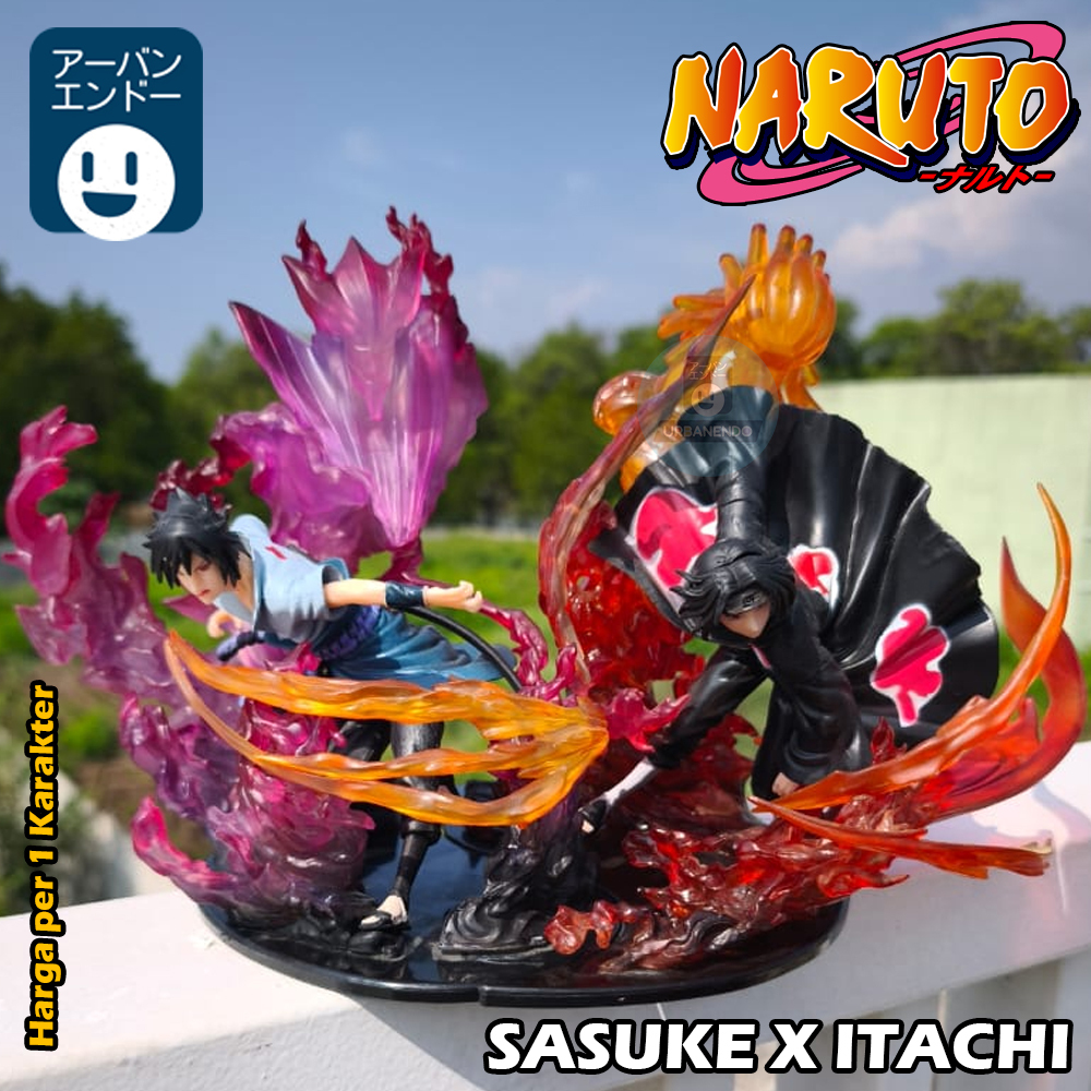 Action Figure Itachi Sasuke Susanoo 19Cm Naruto Anime Pajangan Mainan Statue Madara Pain Obito Tsuna
