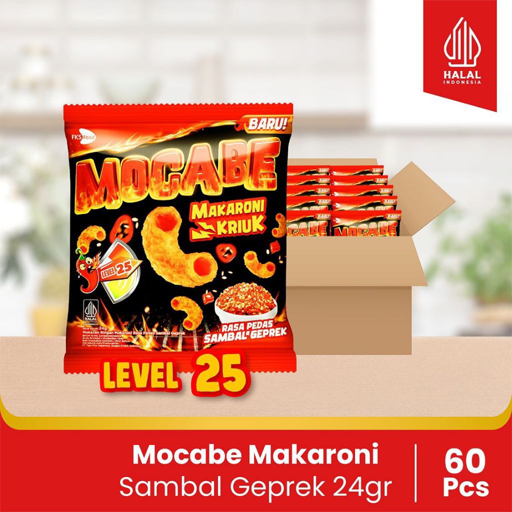 

Mocabe - Sambal Geprek - Small Pack - 1 Karton (6 renceng) - 60 Pcs - 24gr (Free 12 Pcs)