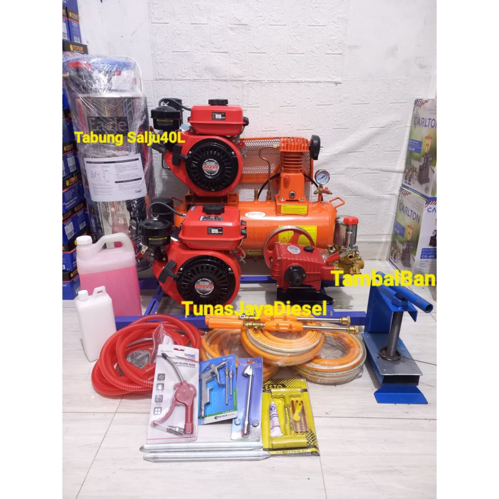 Paket  SteamDiesel Solar 9.0HP Kompresor 1/4HP Diesel Solar Siap Pakai