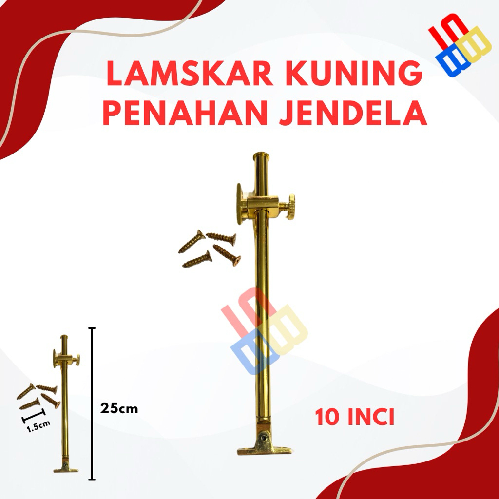 Lamskar Ramskar Pipa Kuning Penahan Jendela Bulat 10 Inch / Penahan Jendela Gold