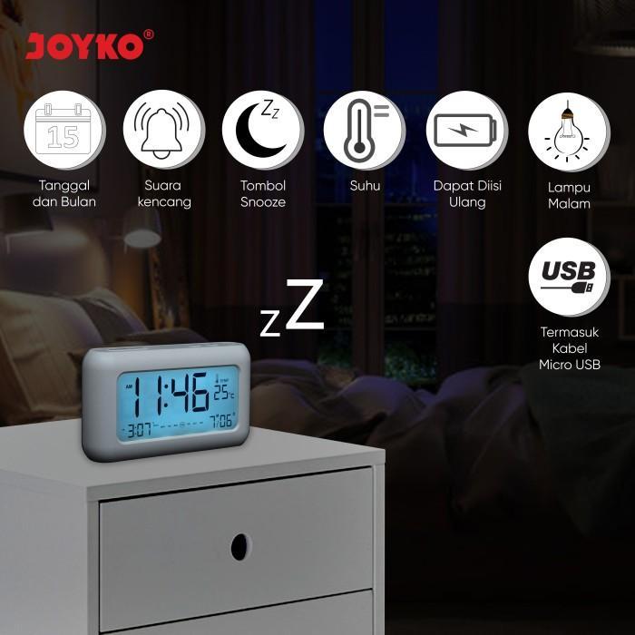 

Jam Beker Dering Rechargeable Digital Alarm Clock Joyko ALCL-608D