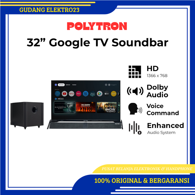 POLYTRON 32 INC ANDROID TV Google TV 32 inch PLD 32BG9058 GARANSI RESMI