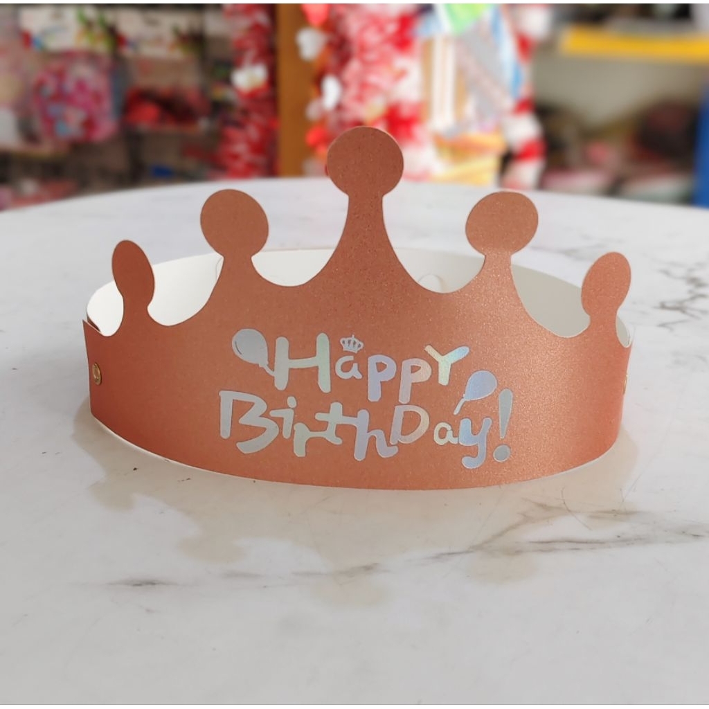 Topi HBD Mahkota Kertas Import Polos / Topi Mahkota Lipat Polos