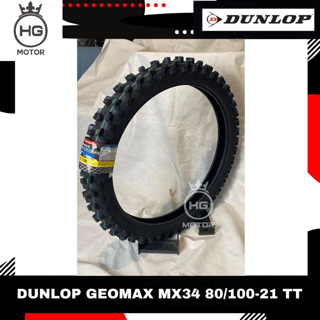 BAN TRAIL DEPAN BELAKANG DUNLOP GEOMAX MX34 80/100-21 & 100/100-18 SOFT RING 18