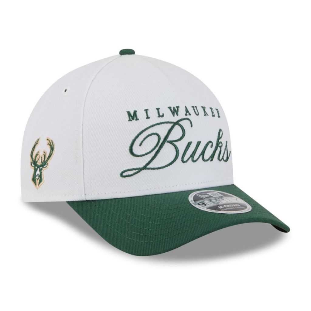 Topi New Era Cap Milwaukee Bucks Draft 25 White M-Crown Type A Frame 9Forty Adjustable Original
