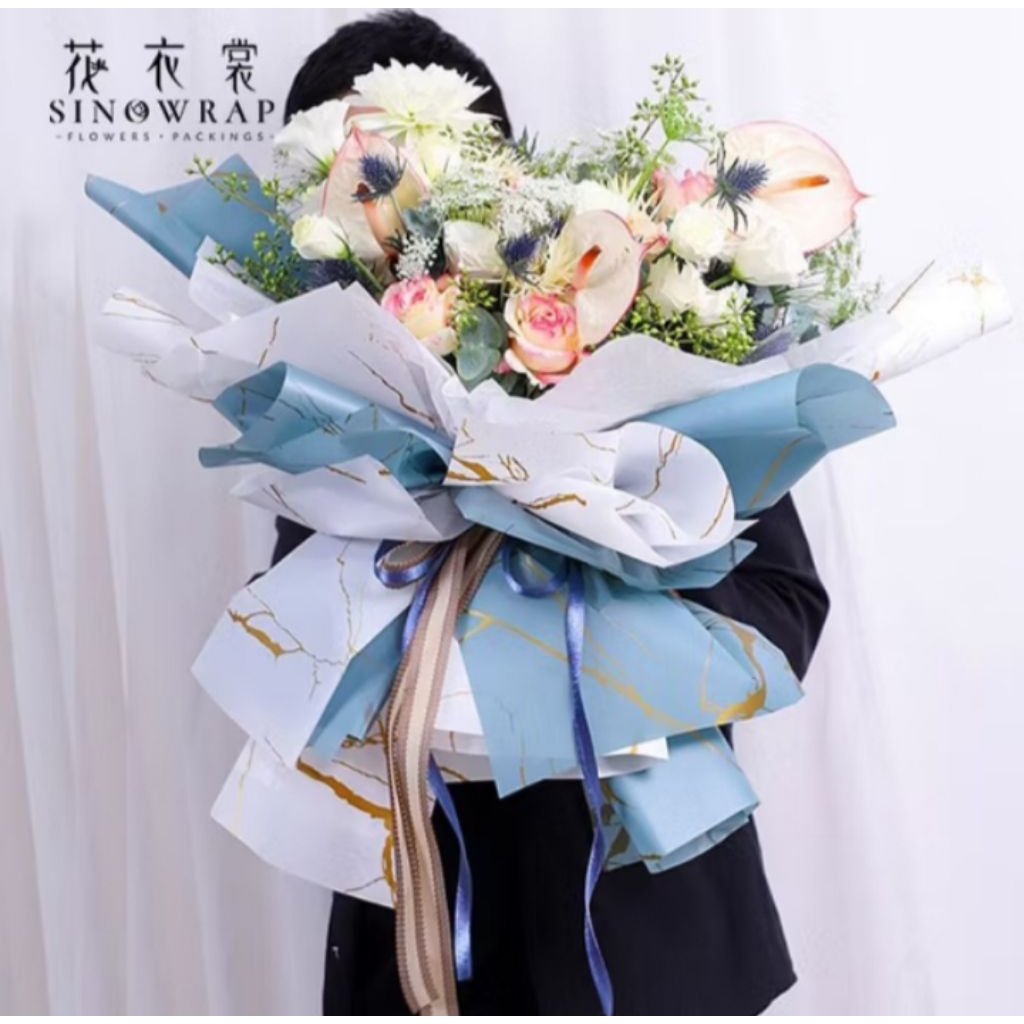 (perpcs) Kertas bucket kertas wrapping bunga Motif Marble