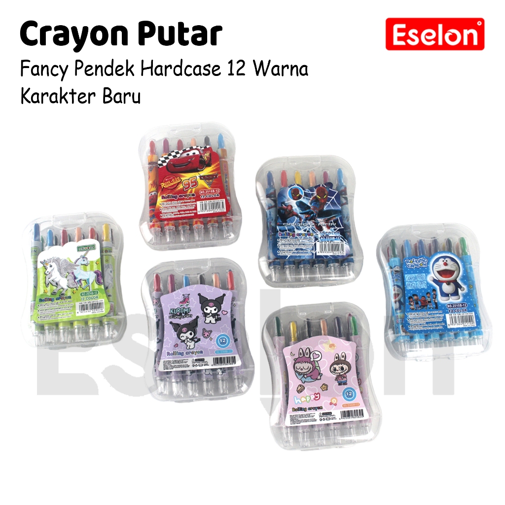 

12warna Crayon Putar Pendek HARDCASE / 1set Crayon Putar Kemasan Mika