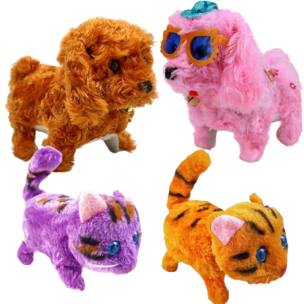 WALKING DOG MAINAN BONEKA ANJING  DAN KUCING BISA BERJALAN - JALAN / BONEKA HEWAN BERJALAN