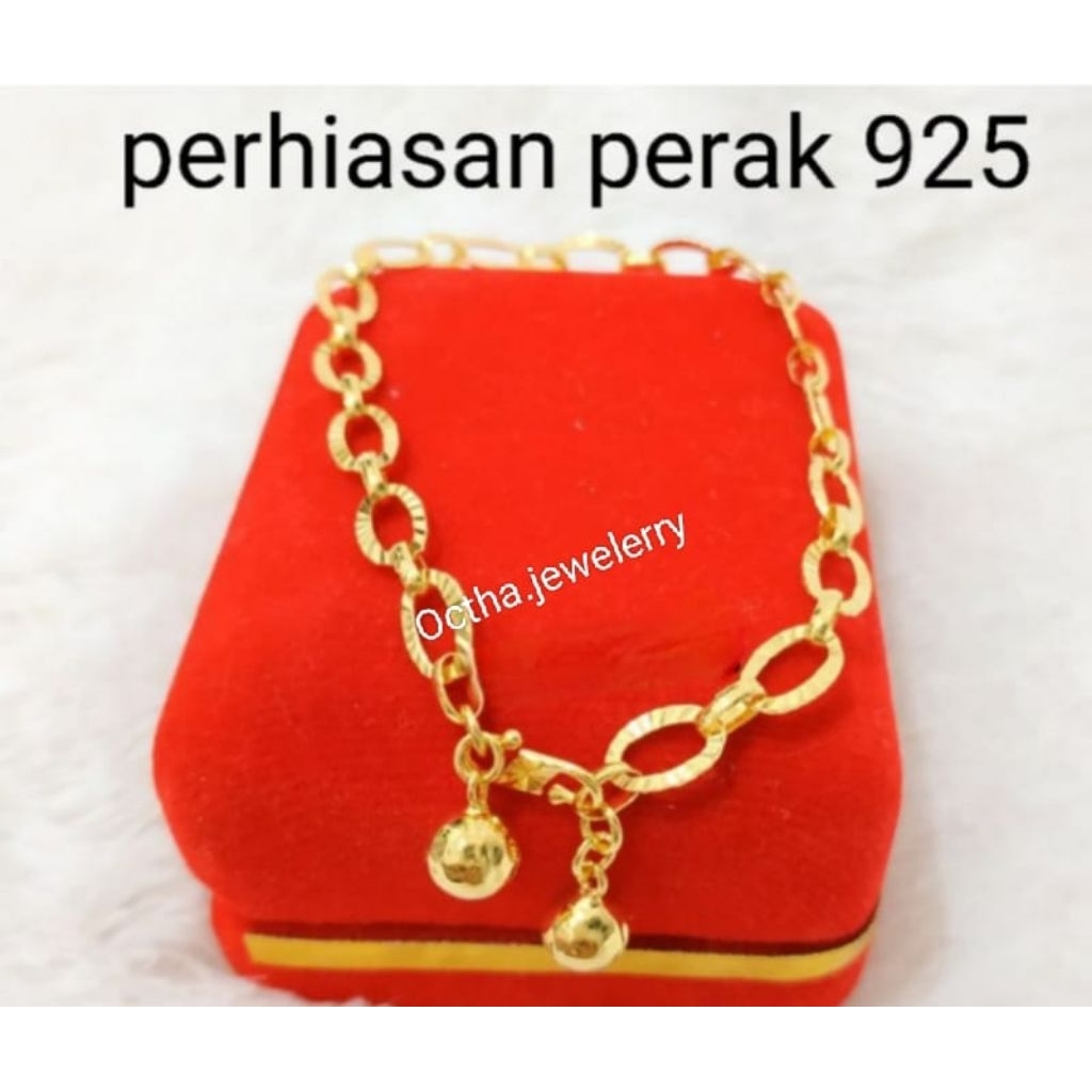 GELANG RANTAI DEWASA PERAK 925 ASLI LAPIS MAS